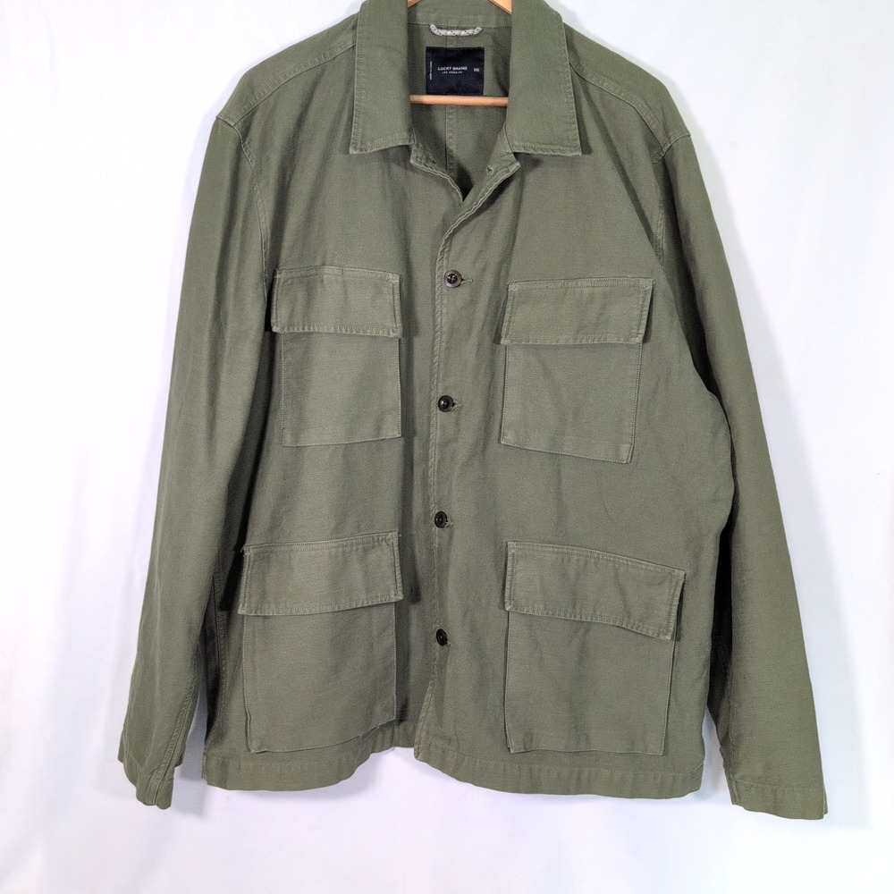 Lucky Brand Jacket Mens XXL Green Cotton Military Shirt Utility Army Field